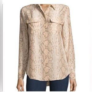 Equipment Beige Snake Print Blouse